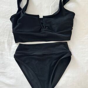 LainSnow NEW Charcoal Ribbed Bikini